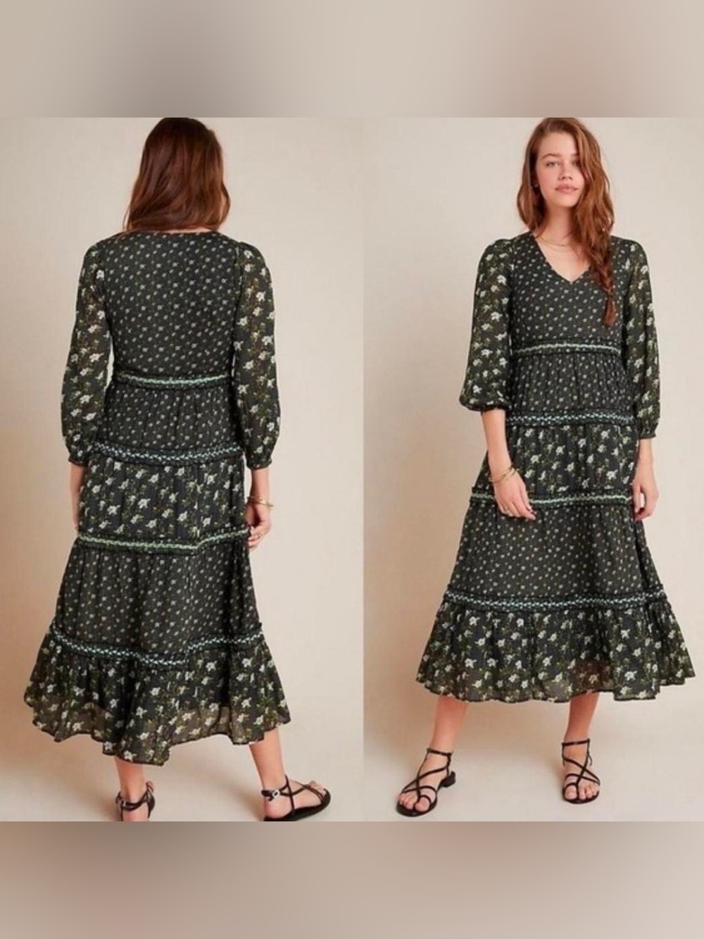 ANTHROPOLOGIE Karoline Tiered Floral Maxi Dress Boho Cottagecore Womens Size 22W